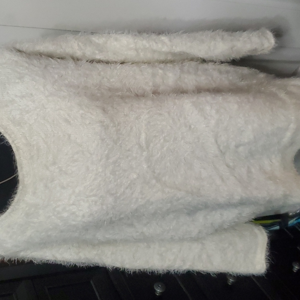 Fluffy white sweater